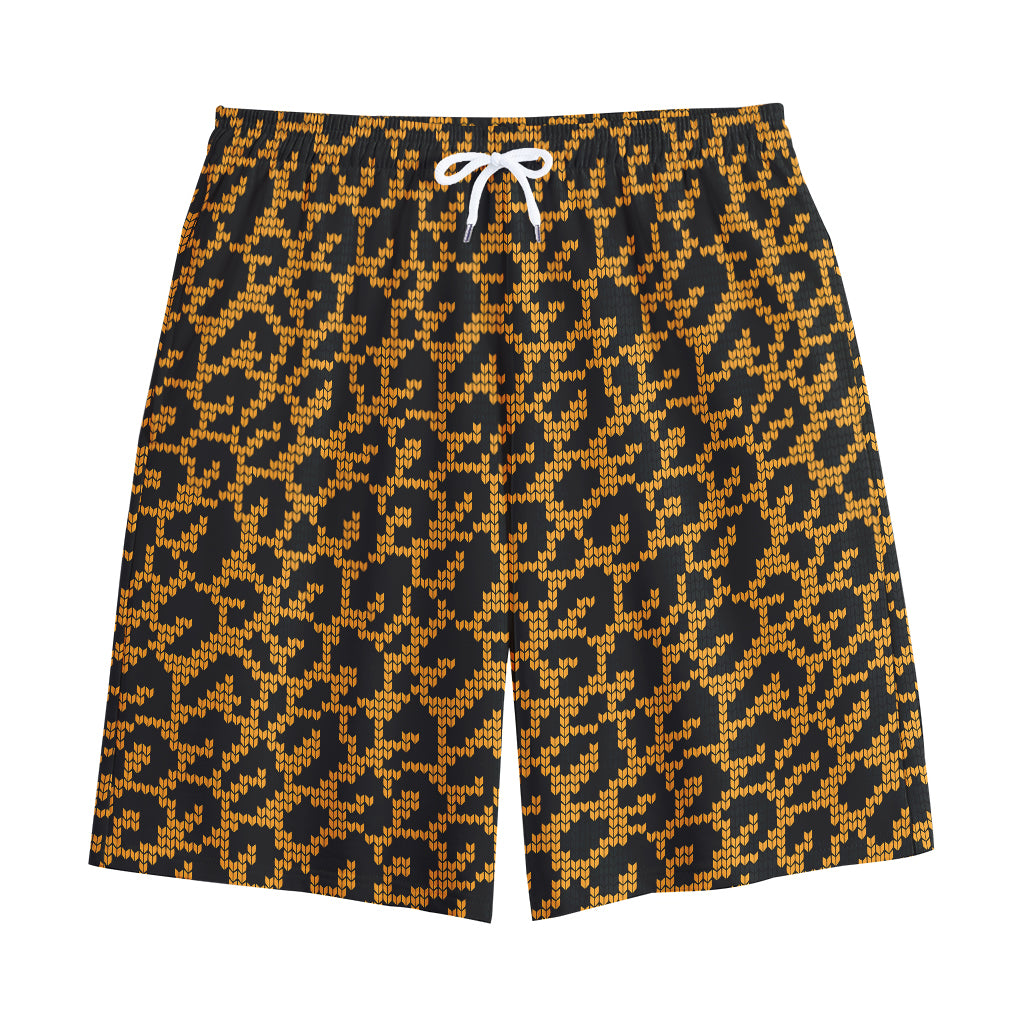 Wild Leopard Knitted Pattern Print Cotton Shorts
