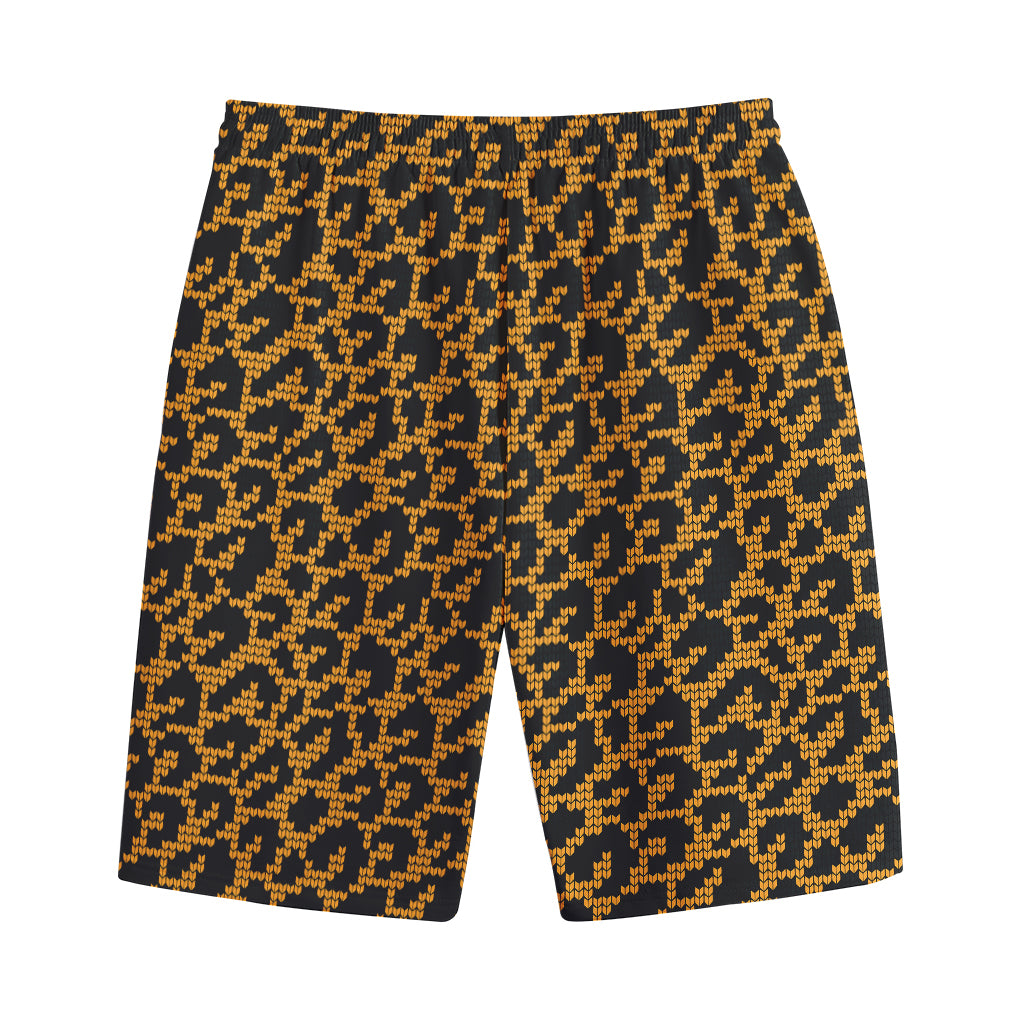 Wild Leopard Knitted Pattern Print Cotton Shorts