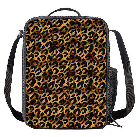 Wild Leopard Knitted Pattern Print Crossbody Lunch Bag