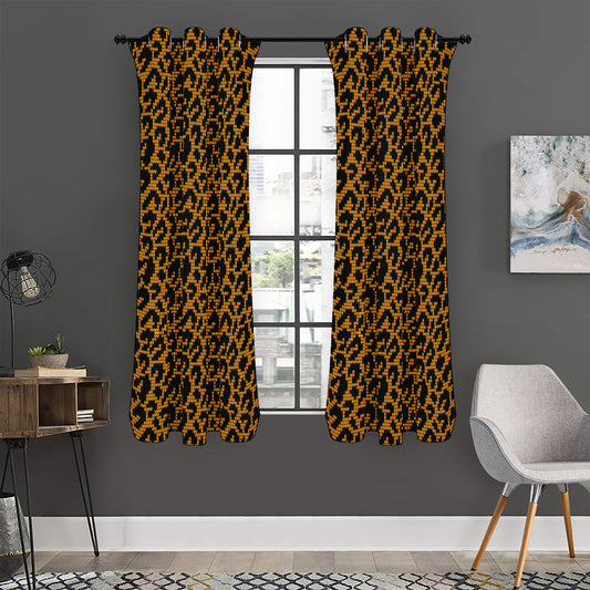 Wild Leopard Knitted Pattern Print Curtain