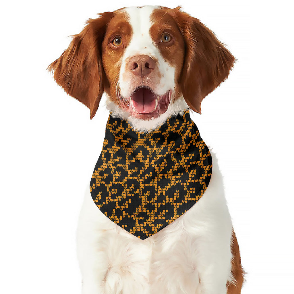 Wild Leopard Knitted Pattern Print Dog Bandana