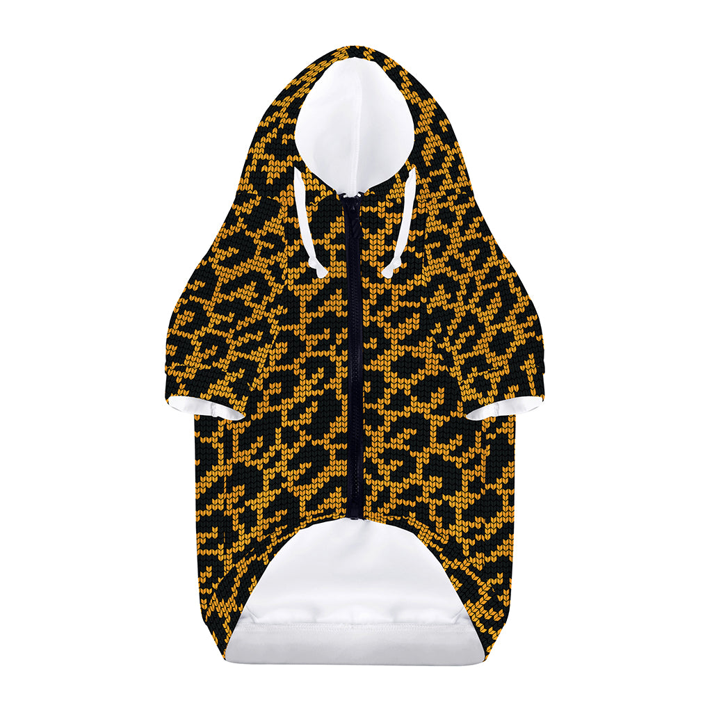 Wild Leopard Knitted Pattern Print Dog Zip Up Hoodie