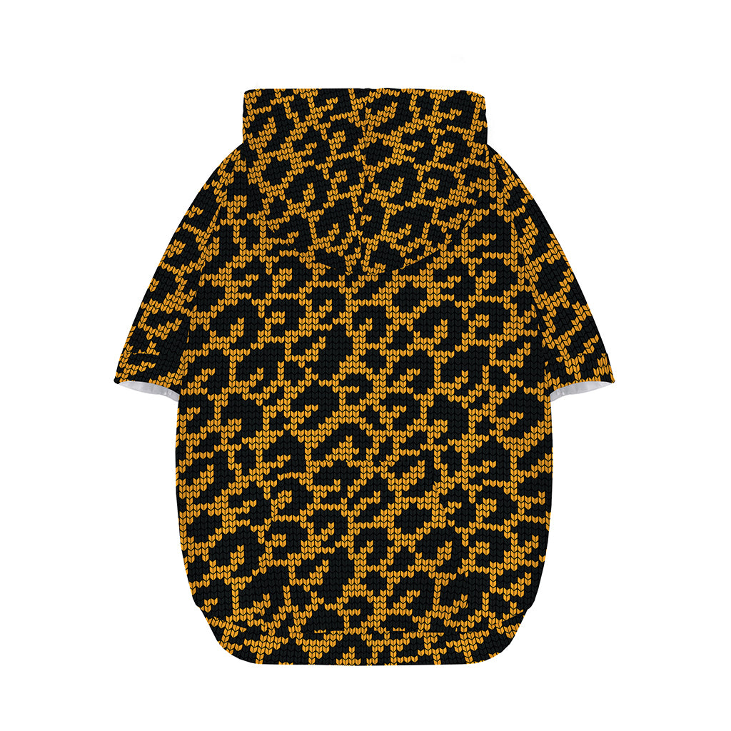 Wild Leopard Knitted Pattern Print Dog Zip Up Hoodie