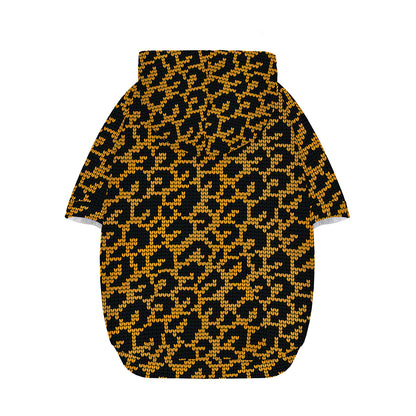 Wild Leopard Knitted Pattern Print Dog Zip Up Hoodie