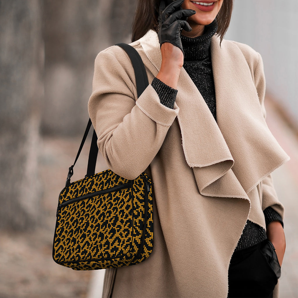 Wild Leopard Knitted Pattern Print Double Strap Bible Bag