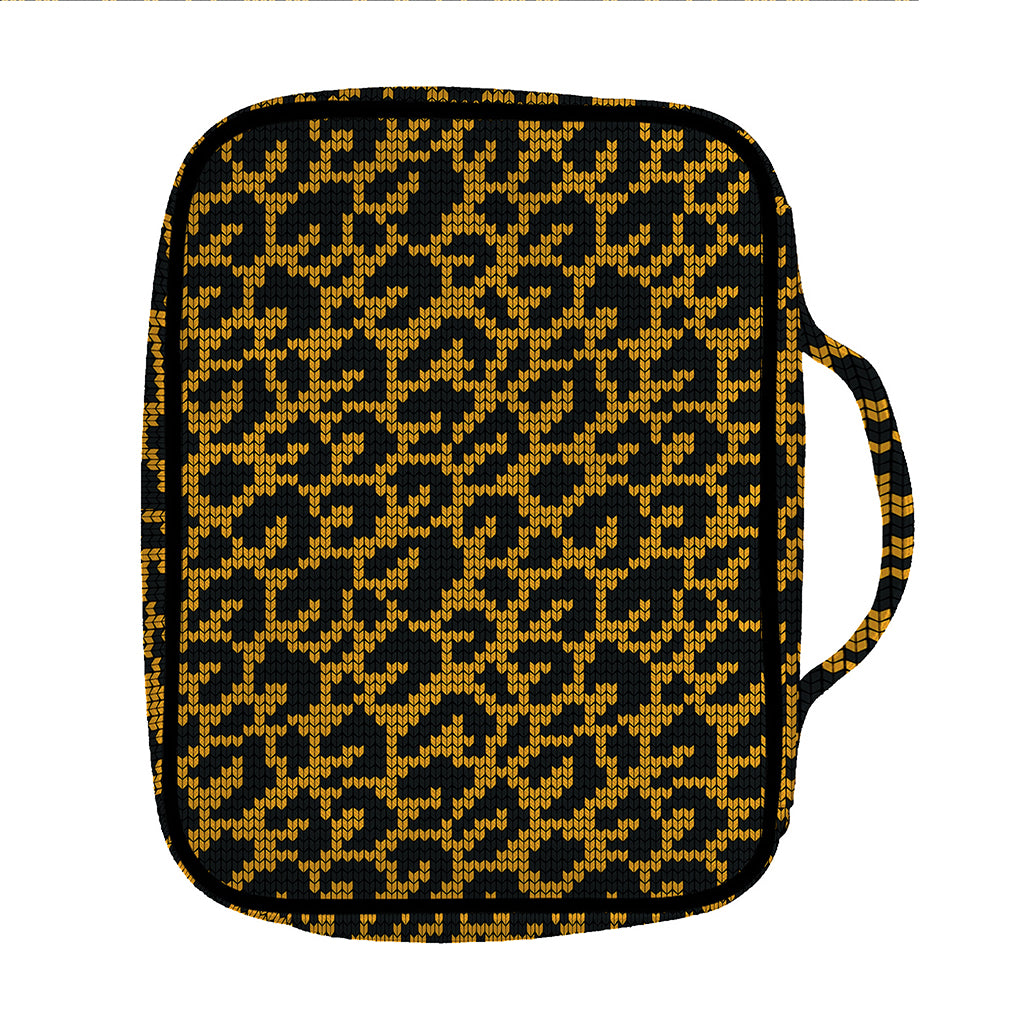 Wild Leopard Knitted Pattern Print Front Pocket Bible Bag