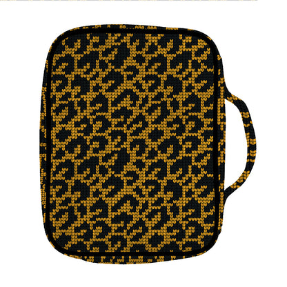 Wild Leopard Knitted Pattern Print Front Pocket Bible Bag