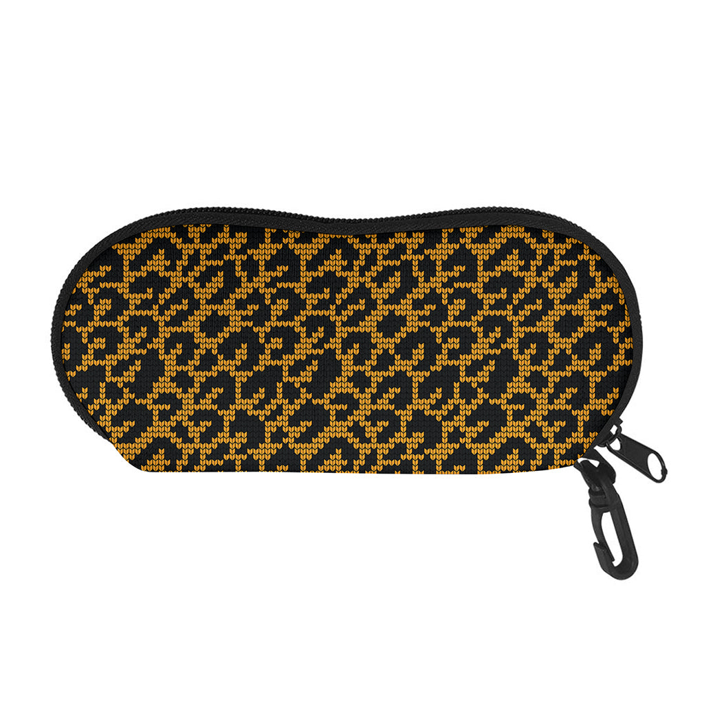 Wild Leopard Knitted Pattern Print Glasses Case