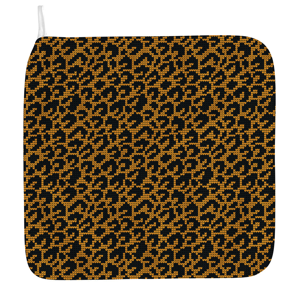 Wild Leopard Knitted Pattern Print Hand Towel