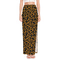 Wild Leopard Knitted Pattern Print High Slit Maxi Skirt
