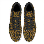 Wild Leopard Knitted Pattern Print High Top Leather Sneakers