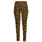 Wild Leopard Knitted Pattern Print High-Waisted Pocket Leggings