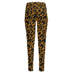 Wild Leopard Knitted Pattern Print High-Waisted Pocket Leggings