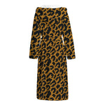 Wild Leopard Knitted Pattern Print Hooded Bathrobe