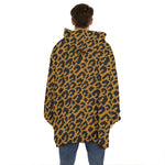 Wild Leopard Knitted Pattern Print Hoodie Blanket