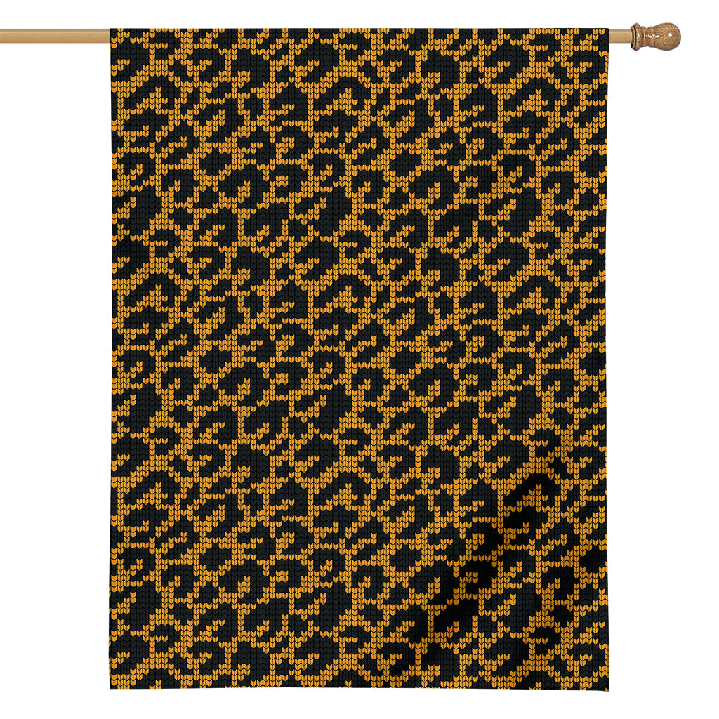 Wild Leopard Knitted Pattern Print House Flag