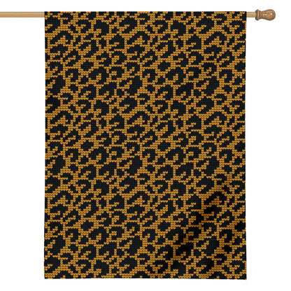 Wild Leopard Knitted Pattern Print House Flag