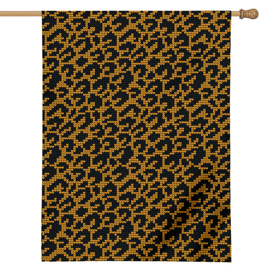 Wild Leopard Knitted Pattern Print House Flag
