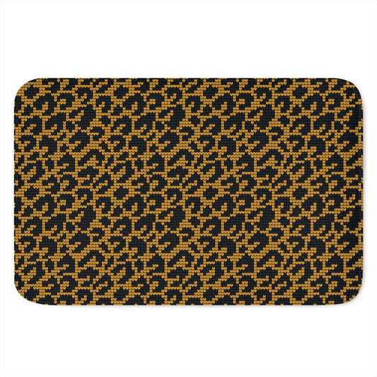 Wild Leopard Knitted Pattern Print Indoor Door Mat