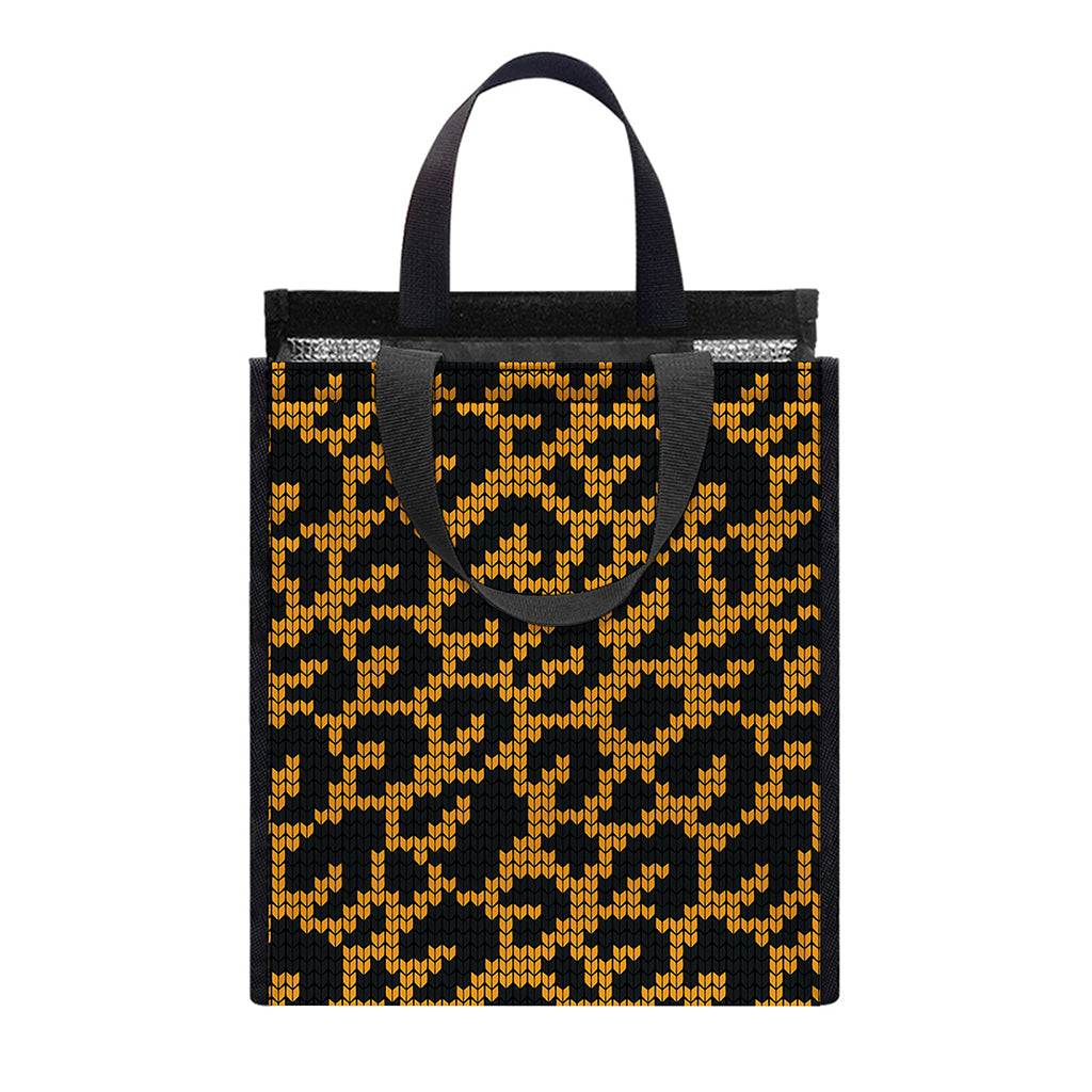 Wild Leopard Knitted Pattern Print Insulated Lunch Tote