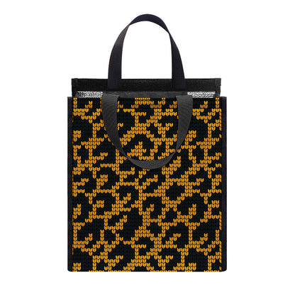 Wild Leopard Knitted Pattern Print Insulated Lunch Tote