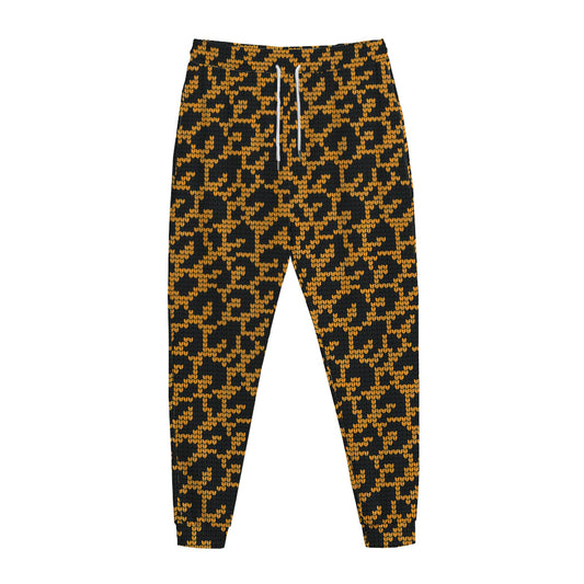 Wild Leopard Knitted Pattern Print Jogger Pants