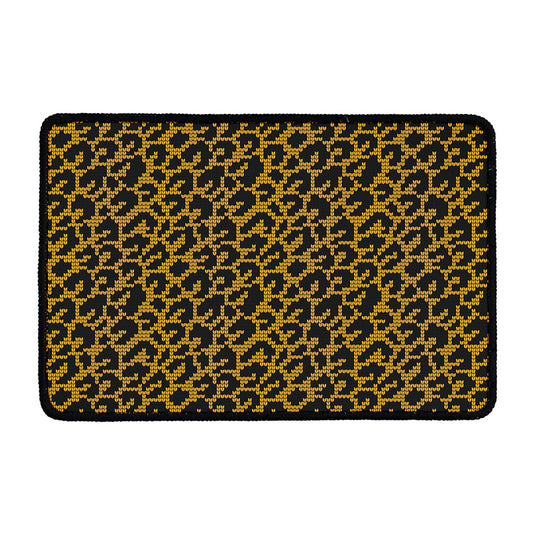 Wild Leopard Knitted Pattern Print Kitchen Mat