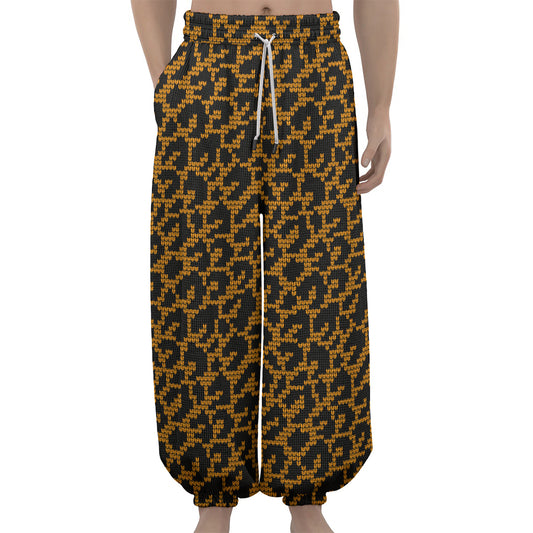 Wild Leopard Knitted Pattern Print Lantern Pants