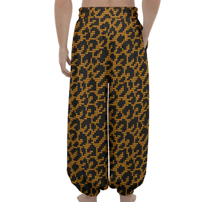 Wild Leopard Knitted Pattern Print Lantern Pants