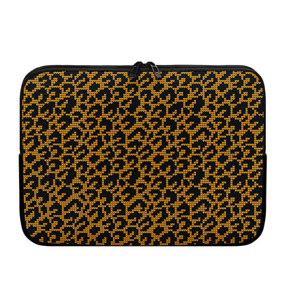 Wild Leopard Knitted Pattern Print Laptop Sleeve