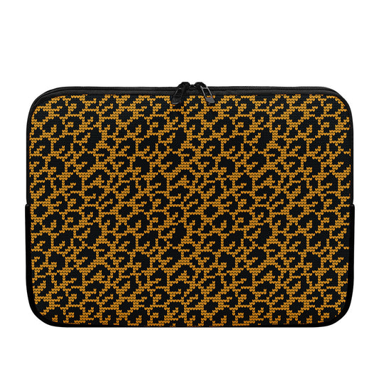 Wild Leopard Knitted Pattern Print Laptop Sleeve
