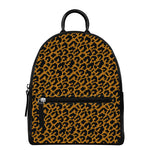 Wild Leopard Knitted Pattern Print Leather Backpack
