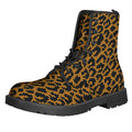 Wild Leopard Knitted Pattern Print Lace-Up Boots