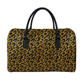 Wild Leopard Knitted Pattern Print Leather Duffel Bag