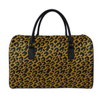 Wild Leopard Knitted Pattern Print Leather Duffle Bag