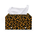 Wild Leopard Knitted Pattern Print Leather Tissue Box Cover
