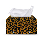 Wild Leopard Knitted Pattern Print Leather Tissue Box Cover