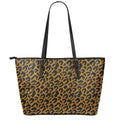 Wild Leopard Knitted Pattern Print Leather Tote Bag With Zipper