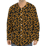 Wild Leopard Knitted Pattern Print Long Sleeve Baseball Jersey