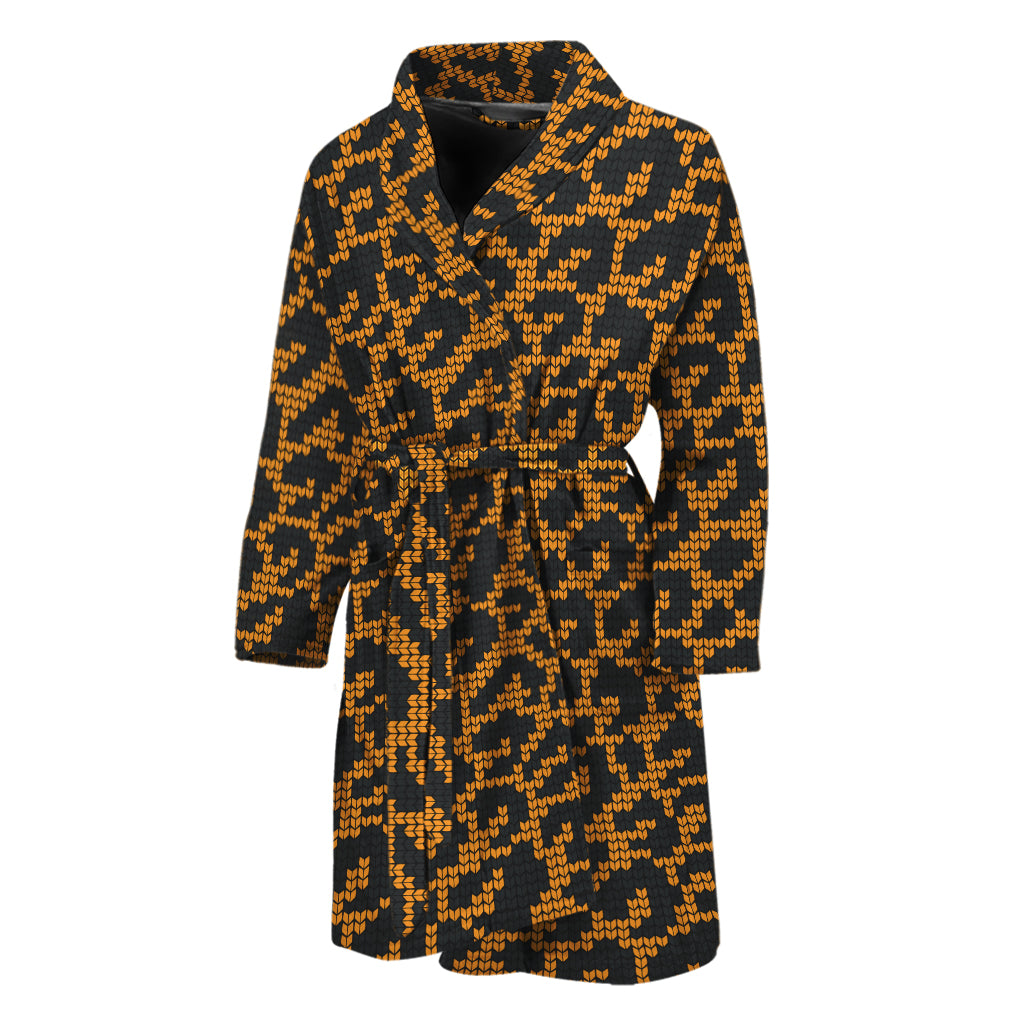 Wild Leopard Knitted Pattern Print Men's Bathrobe