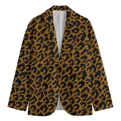 Wild Leopard Knitted Pattern Print Men's Blazer