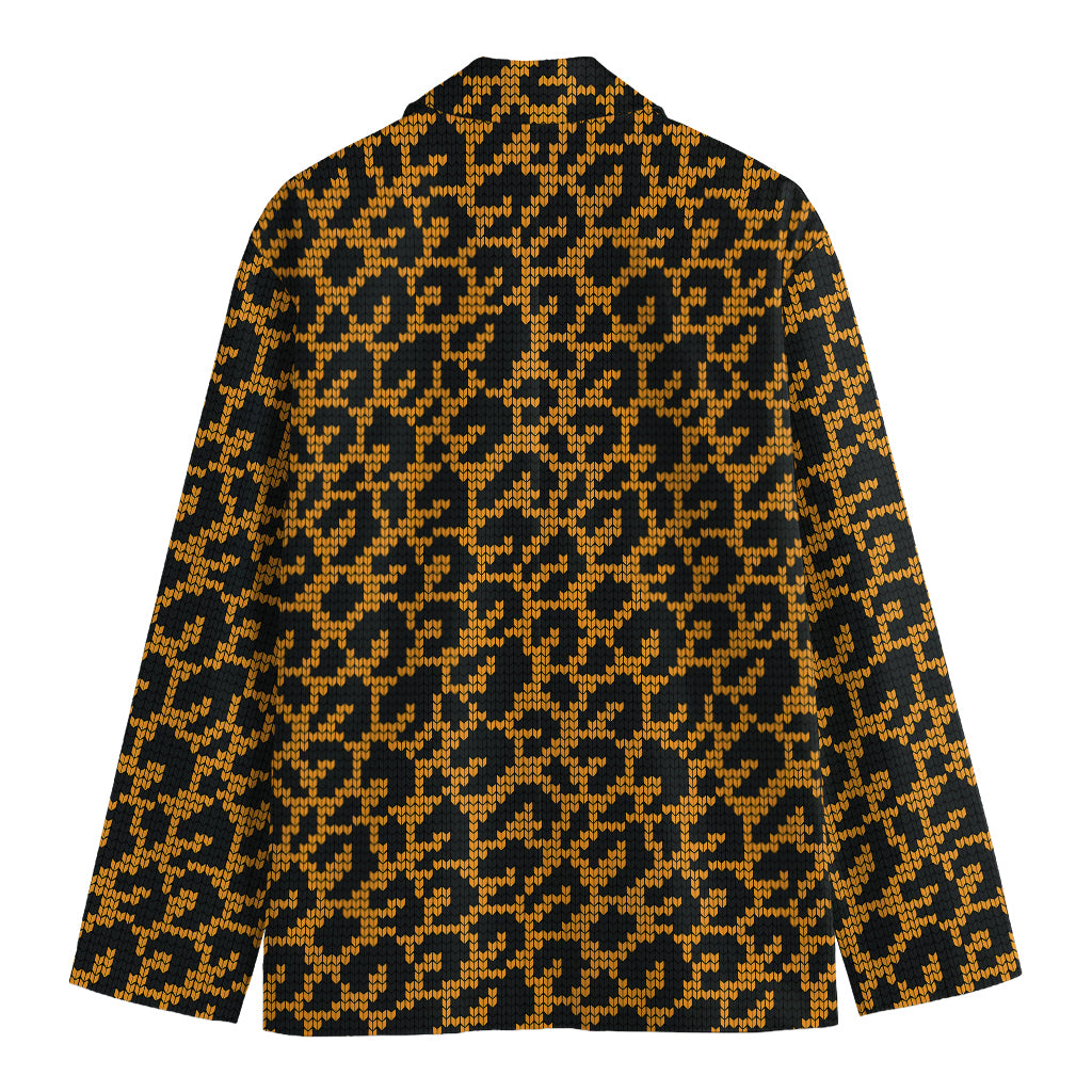 Wild Leopard Knitted Pattern Print Men's Blazer