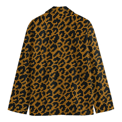 Wild Leopard Knitted Pattern Print Men's Blazer