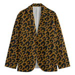 Wild Leopard Knitted Pattern Print Men's Cotton Blazer