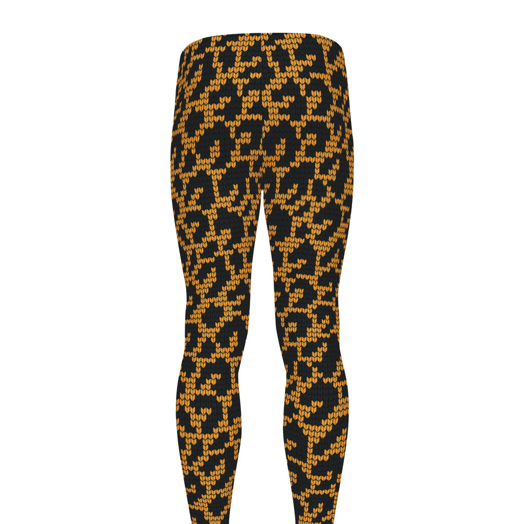 Wild Leopard Knitted Pattern Print Men's leggings