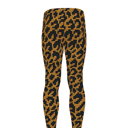 Wild Leopard Knitted Pattern Print Men's leggings