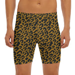 Wild Leopard Knitted Pattern Print Men's Long Boxer Briefs