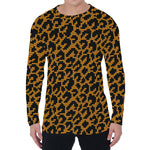 Wild Leopard Knitted Pattern Print Men's Long Sleeve T-Shirt