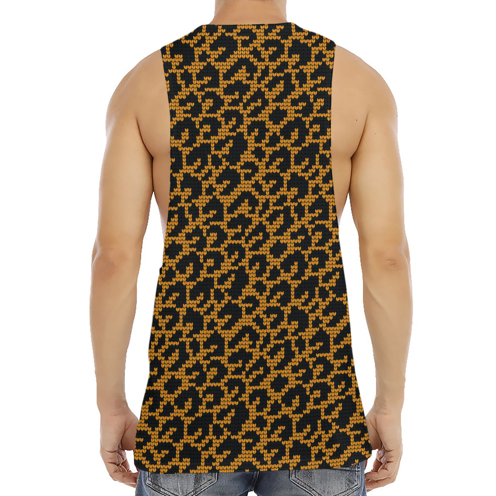 Wild Leopard Knitted Pattern Print Men's Muscle Tank Top