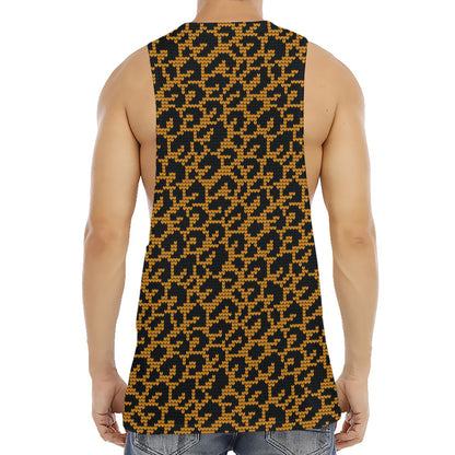 Wild Leopard Knitted Pattern Print Men's Muscle Tank Top